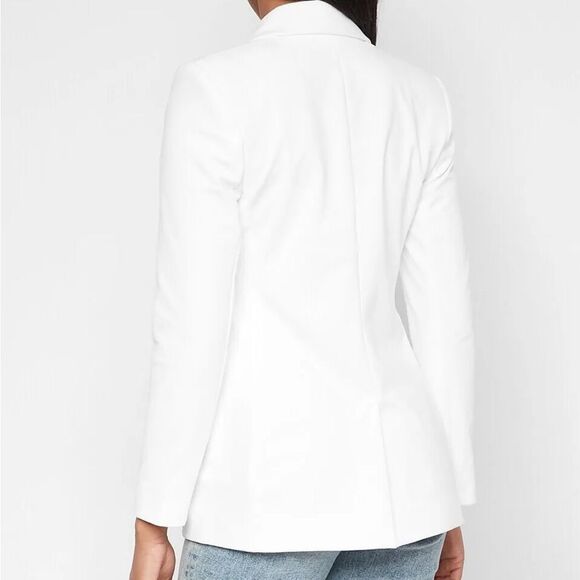 NEW EXPRESS $259 IVORY PEAK LAPEL DOUBLE BREASTED BLAZER SIZE XS EXTRA SMALL - Picture 2 of 3